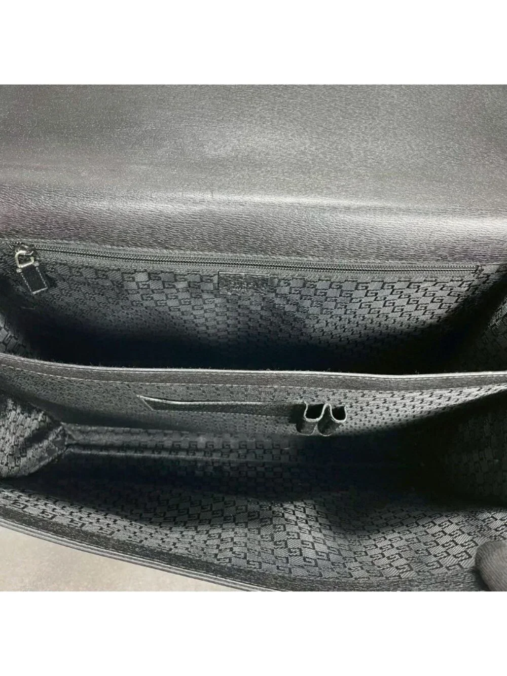Gucci Handbag Briefcase Black Gold Leather